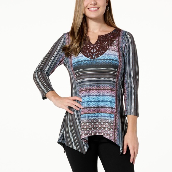 ONE WORLD Tops - NWT SIZE M ONE WORLD Women's Multicolor Striped Tunic
